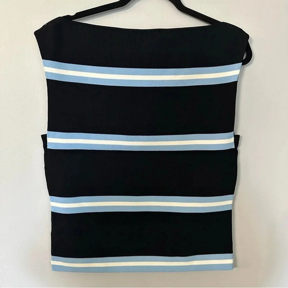 Tanya Taylor Sleeveless/Cap Sleeve Zanita Knit Black/Blue Top Size L NWT - Picture 7 of 7